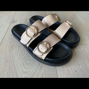 Zara Buckled Flat Sandals